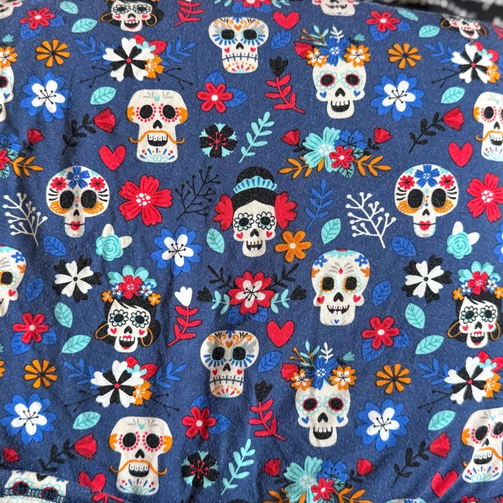 Colorful Skull and Floral Kids Fabric
